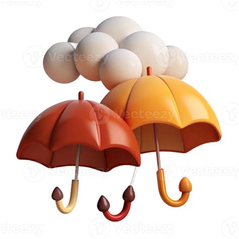 3D Cartoon Umbrellas and Clouds 52560689 PNG