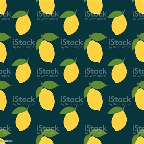 Vector Summer Pattern With Lemons And Leaves Seamless Texture Design