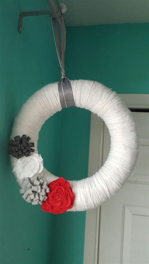 Yarn Wrapped Felt Flowers Wreath Felt Flower Wreaths Felt Flowers