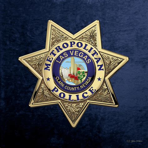 Las Vegas Metropolitan Police Department L V M P D Badge Over Blue Velvet Digital Art By Serge