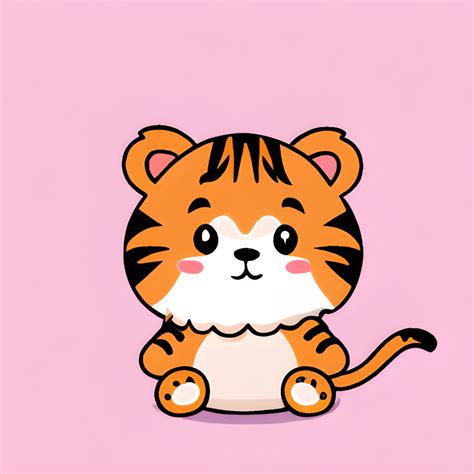 Cute And Happy Baby Tiger Kawaii Chibi · Creative Fabrica