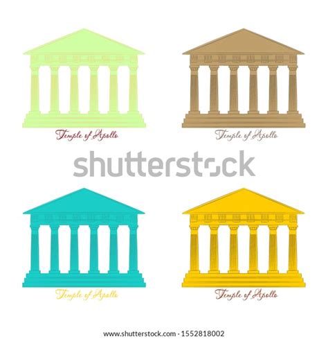 Greece Temple Apollo Vector Outline Illustration Stock Vector Royalty