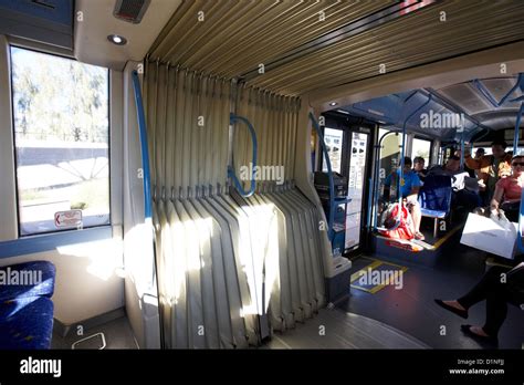 interior of sdx bendy bus showing articulated section Las Vegas Nevada ...