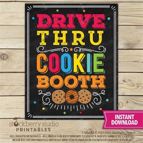 Drive Thru Cookie Booth Sign Printable Outdoor Cookie Booth Etsy