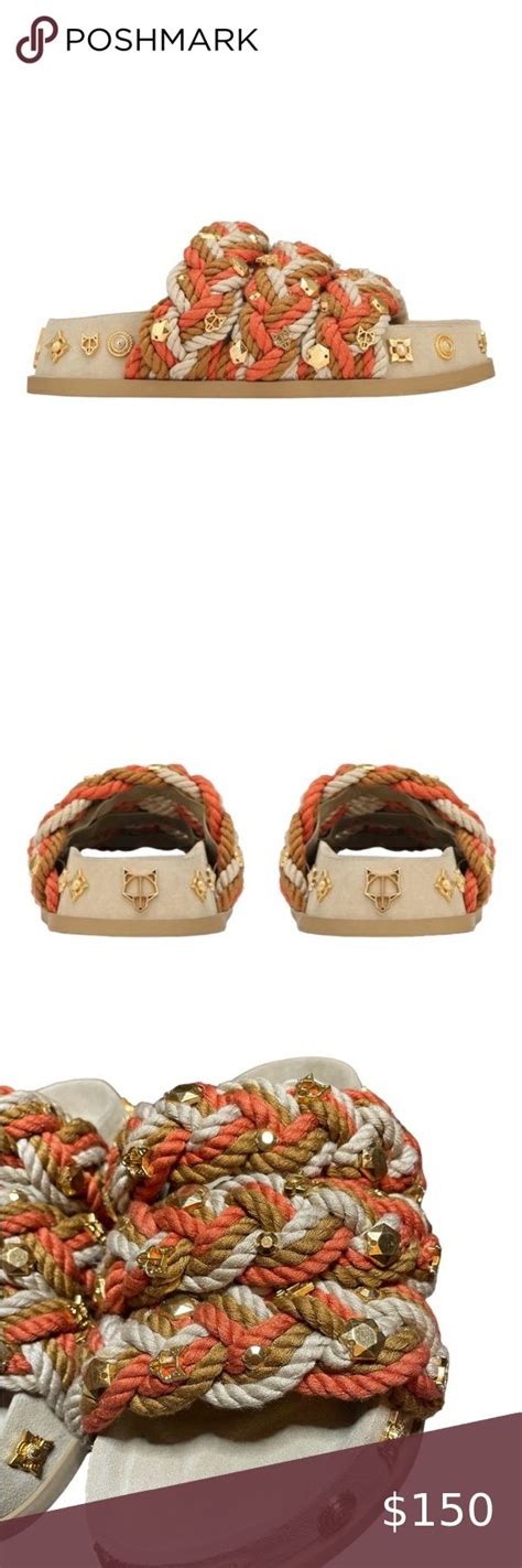 Naked Wolfe Velvet Braided Slide Platform Sandals In Beige Gold Size