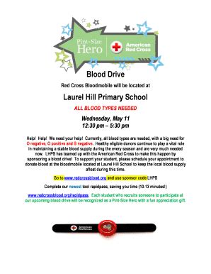 Fillable Online Red Cross Bloodmobile Will Be Located At Laurel Hill