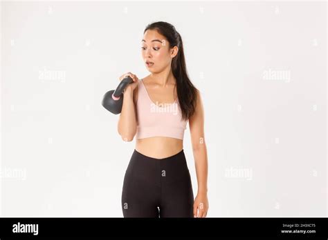 Sport Wellbeing And Active Lifestyle Concept Portrait Of Cute Brunette Asian Fitness Girl