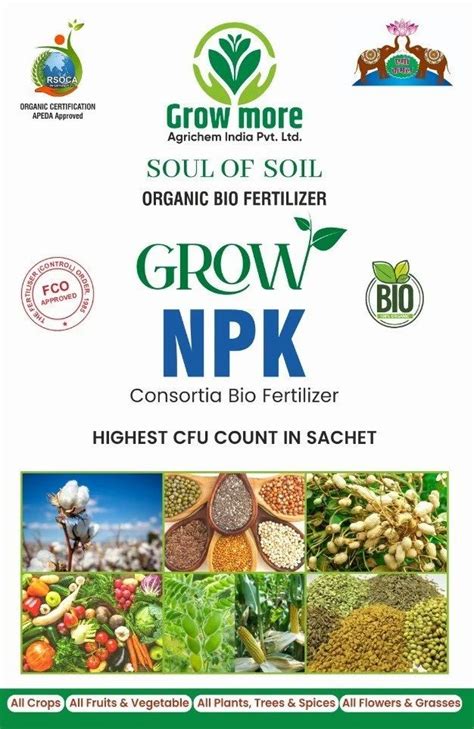 Organic Grow Npk Consortia Biofertilizer Packaging Type Box At Rs