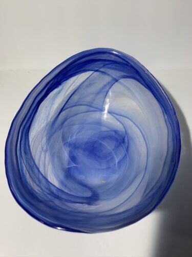 Modern Murano Style Art Glass Cobalt Blue Alabaster Squarish Bowl, 10 ...