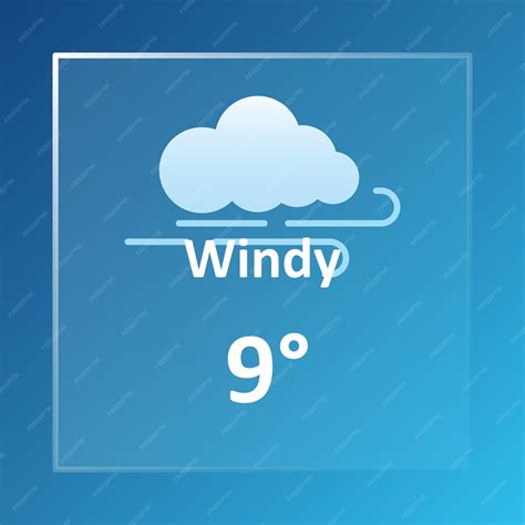 Premium Vector | Windy 9 Degrees Celsius weather forecast Cloudy