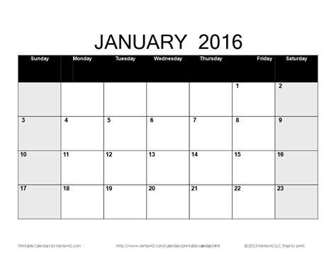 Printable Blank Calendar Template