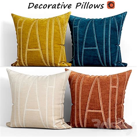 Decorative Pillows Set 145 West Elm Pillows 3D Model