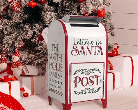 Red Metal Mailbox Letters To Santa Mailbox Christmas Post Box For