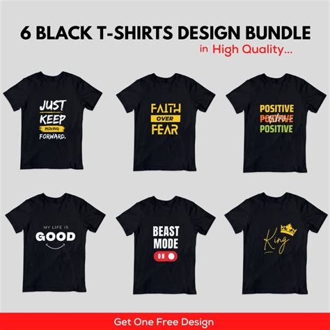 6 Black T Shirts Designs Bundle In High Quality - MasterBundles