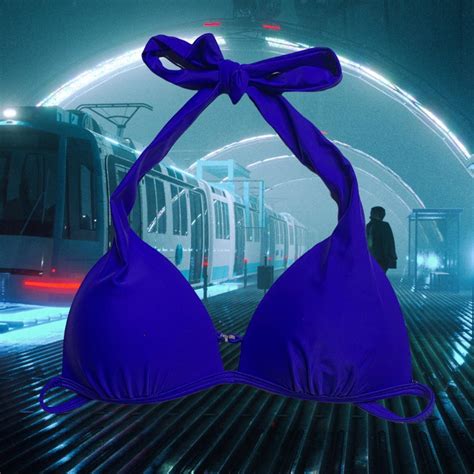 Navy Blue Padded Bikini Top Off Total Order Depop