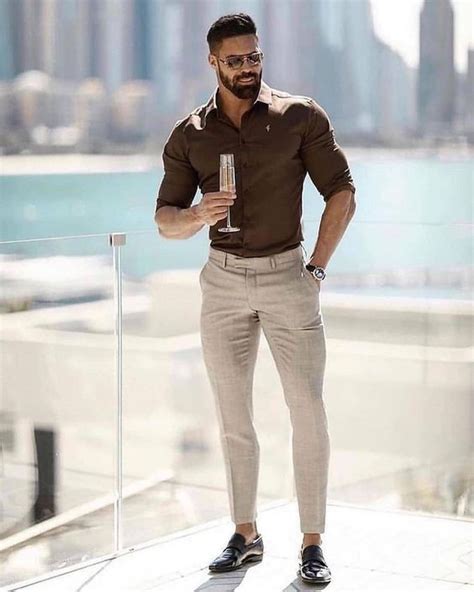 Beige Casual Trouser Chinos Ideas With Brown Shirt Formal Dress