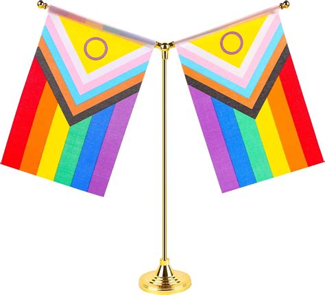 Amazon FWIW Rainbow Pride Flag New Intersex Pride Progress Rainbow Desk Flag Small Mini Gay