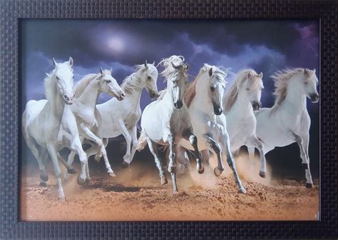 7 White Horse Painting - Painting Watercolor