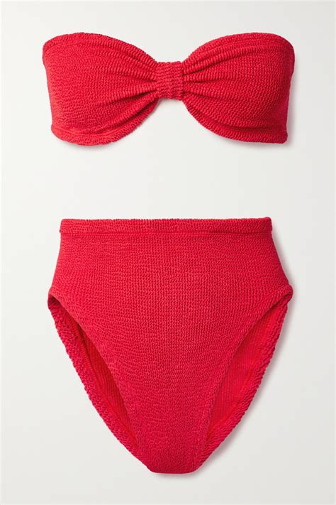 Buy Hunza G Ruby Seersucker Bandeau Bikini Red At Off Editorialist