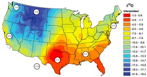 Map Of 18o In Drinking Water Across The United States The Encircled