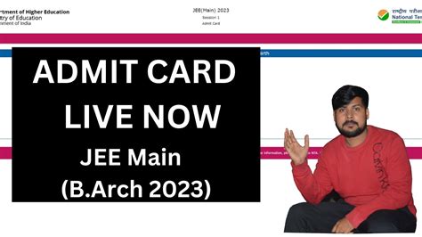 Jee Main Paper 2 B Arch B Plan Admit Card 🔴live Now Youtube