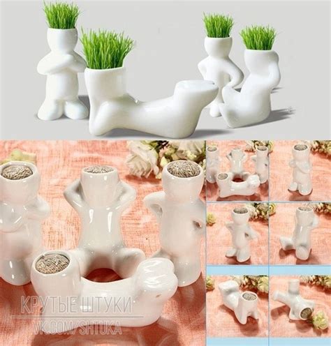 Горшочки-человечки с растениями вместо волос - ЗА РЕПОСТ Ссылка - http ...