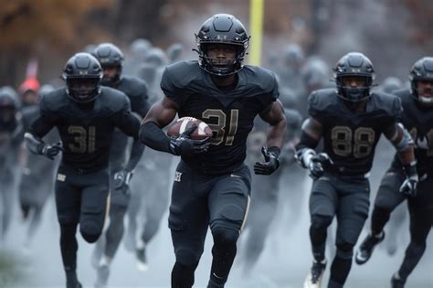 Premium Photo Group Of Football Players Running Down A Field