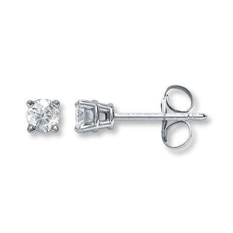 Diamond Solitaire Earrings 15 Ct Tw Round Cut 14k White Gold Ki2 Kay