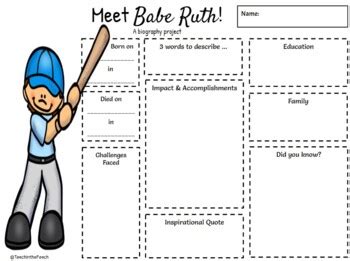 Meet Babe Ruth Biography Pages By Teach In The Peach TpT