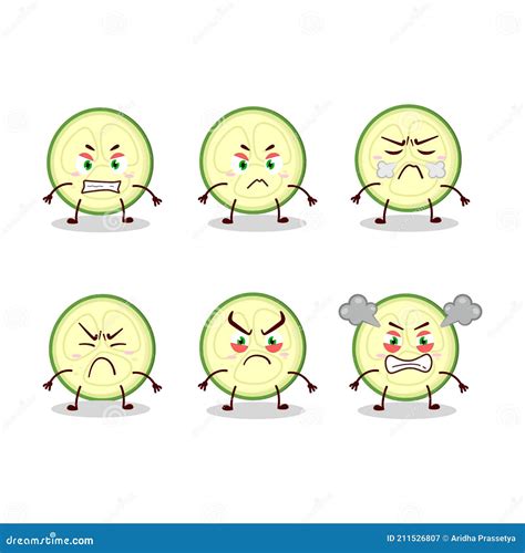 Slice Of Zucchini Cartoon Character With Love Cute Emoticon Vector