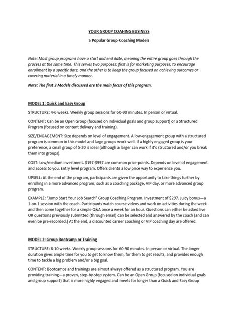 Group Coaching Models Pdf Educational Technology Expert