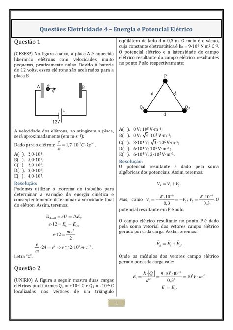Exercícios Sobre Transformações De Energia 8 Ano Com Gabarito