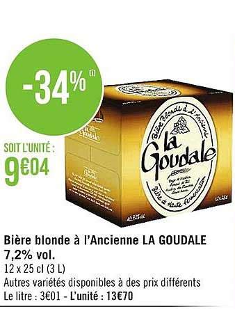 Promo Bière Blonde à L ancienne La Goudale 7 2 Vol chez