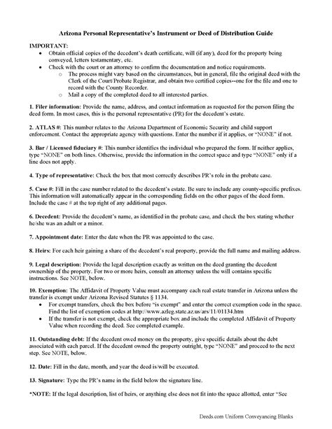 Maricopa County Personal Representative Deed Form | Arizona | Deeds.com
