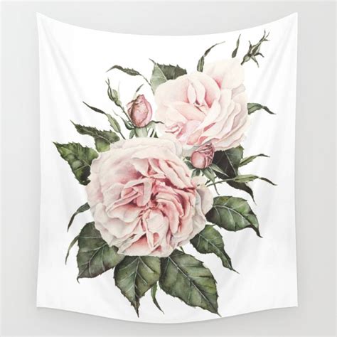 Pink Garden Roses Watercolor Wall Tapestry By Shealeen Louise Society6