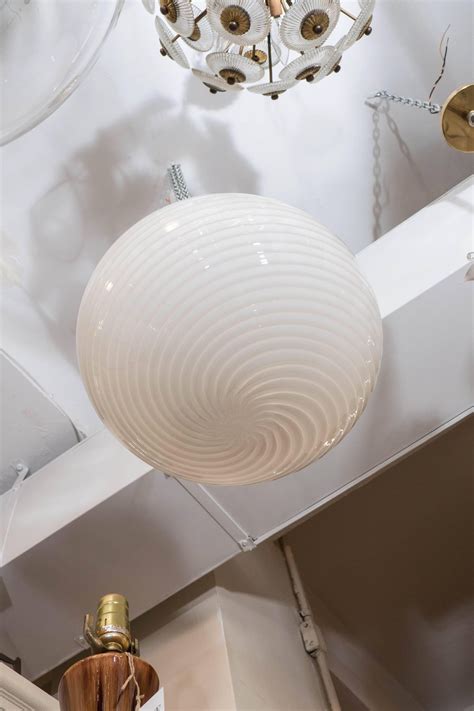 Venini Swirled Murano Glass Globe Light Pendant At 1stDibs Murano