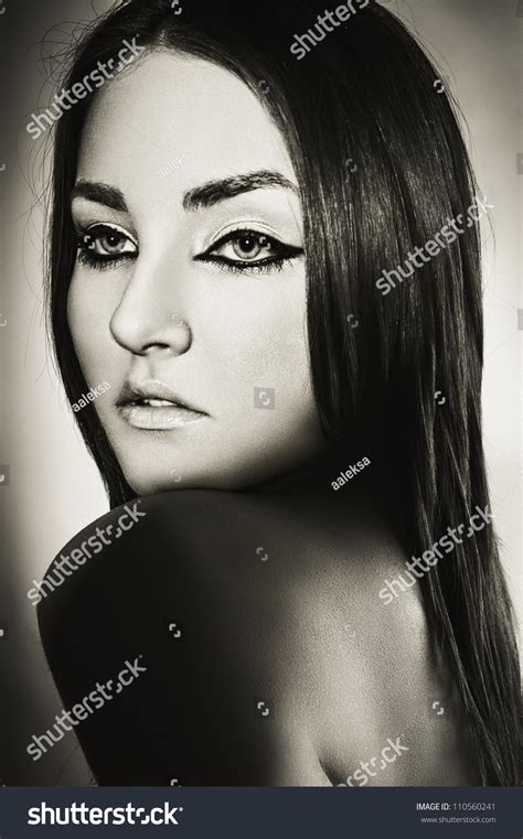 Beauty Portrait Brunette Black White Stock Photo Shutterstock