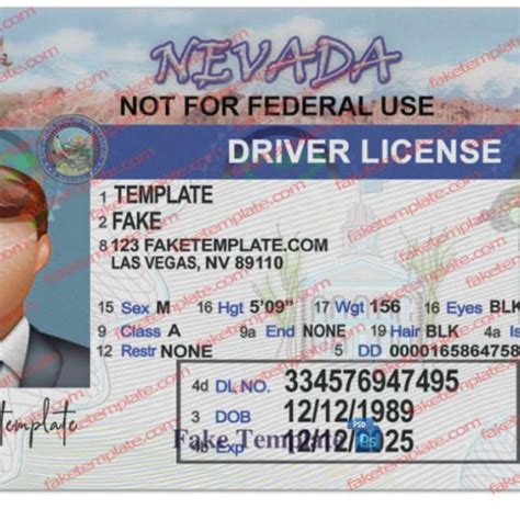 Nevada Drivers License Template