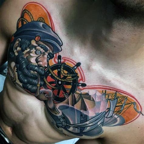 Nautical Themed Guys Colorful Chest Tattoos - Next Luxury