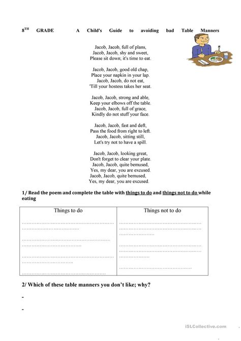 Manners Worksheets Free Printable