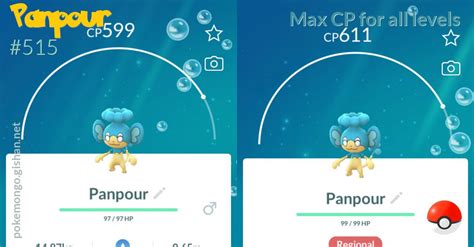 Panpour max CP for all levels - Pokemon Go