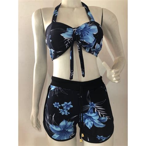 Biquínis hot pants estampado ótima qualidade bojo 3 peças top calcinha e shorts Shopee Brasil