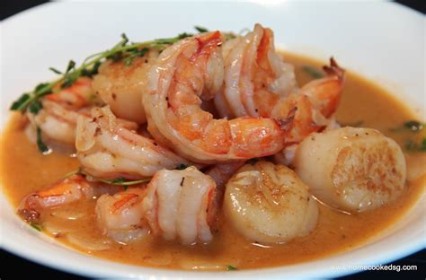 Home Cooked Grub Shrimp And Scallops With White Wine Garlic And
