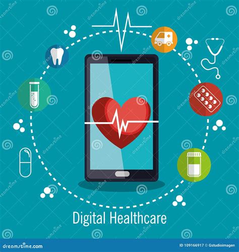 Digital Healthcare Technology Icon Stock Vector Illustration Of Care