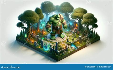 Ogre Standing In A Mystical Forest Environment Stock Illustration