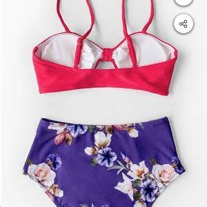 Cupshe Swim Neon Pink Bikini With Floral Bottom Poshmark