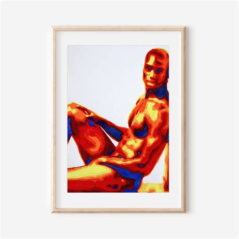 Nude Male Sitting Gay Wall Art Nude Males Print LGBTQ Decor Erotic Queer Art Same Sex Gift