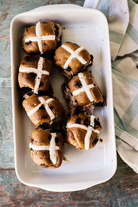 Choc Chip Hot Cross Buns By Stocksy Contributor Gillian Vann Stocksy