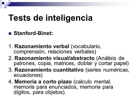 Test De Inteligencia Stanford Binet En Que Consiste Cada Uno