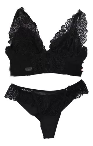 Conjunto Lingerie Sensual Sexy Preto De Renda Empina Bumbum Parcelamento Sem Juros